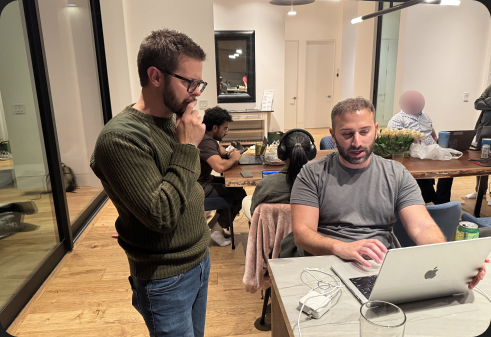 Closure team members collaborating in an office