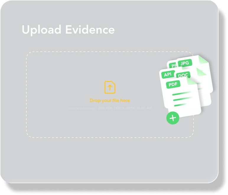 Upload Evidence drag-and-drop file card